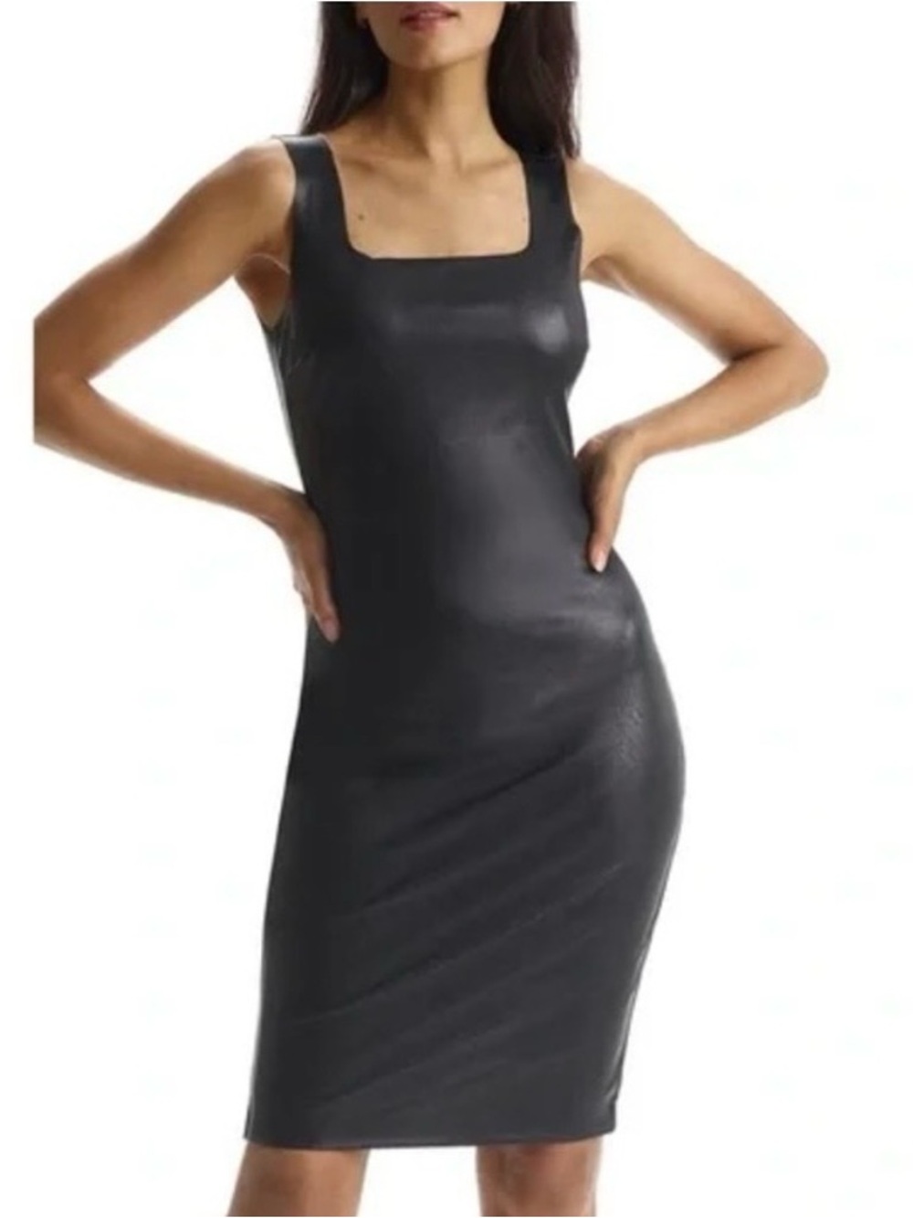 Commando NEW Faux Leather square neck dress